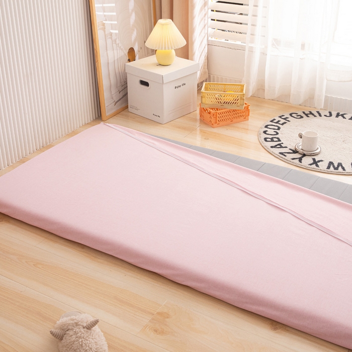 91家纺网 家纺一手货源 找家纺 凌云家纺 2025年新款彩棉床垫套 曼妙粉