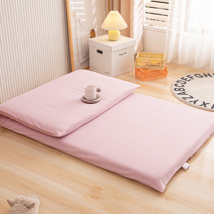 91家纺网 家纺一手货源 找家纺 凌云家纺 2025年新款彩棉床垫套 曼妙粉