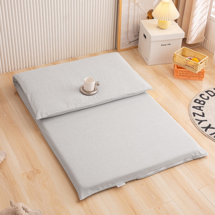 91家纺网 家纺一手货源 找家纺 凌云家纺 2025年新款彩棉床垫套 新浅灰