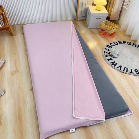 91家纺网 家纺一手货源 找家纺 凌云家纺 2025年新款彩棉床垫套 曼妙粉