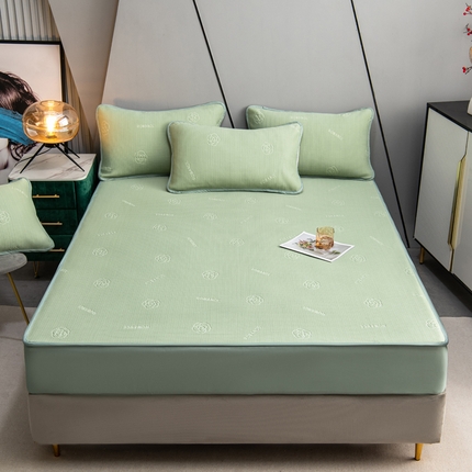 91家纺网 家纺一手货源 找家纺 （总）新款百分百冰感凉感床笠凉席三件套-玫瑰之约