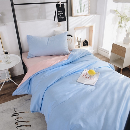 91家纺网 家纺一手货源 找家纺 恩和家纺 2024新款学生宿舍床三件套 天蓝玉