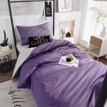 91家纺网 家纺一手货源 找家纺 恩和家纺 2024新款学生宿舍床三件套 烟紫灰