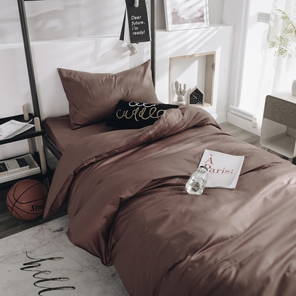 91家纺网 家纺一手货源 找家纺 恩和家纺 2024新款学生宿舍床三件套 咖色