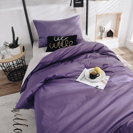 恩和家纺 2024新款学生宿舍床三件套 烟紫灰