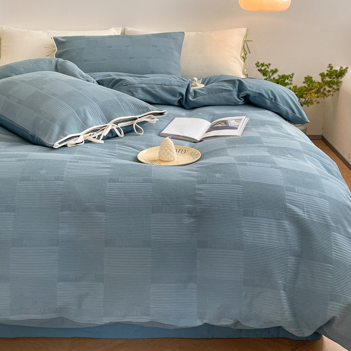 91家纺网 家纺一手货源 找家纺 玛奇朵 2023新品60S华夫格提花系带款-迪欧雅系列 迪欧雅-麦兰