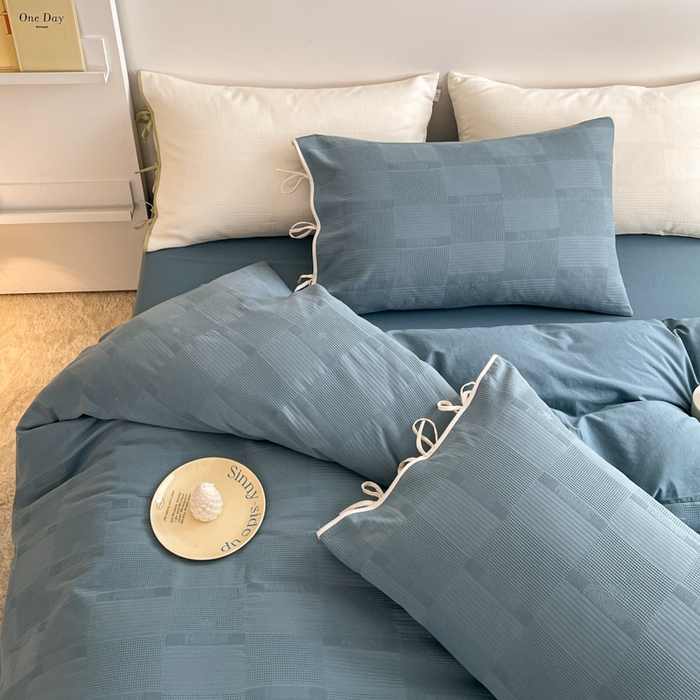 91家纺网 家纺一手货源 找家纺 玛奇朵 2023新品60S华夫格提花系带款-迪欧雅系列 迪欧雅-麦兰