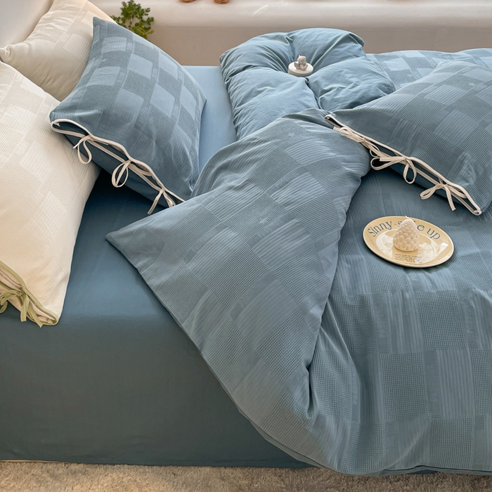 91家纺网 家纺一手货源 找家纺 玛奇朵 2023新品60S华夫格提花系带款-迪欧雅系列 迪欧雅-麦兰