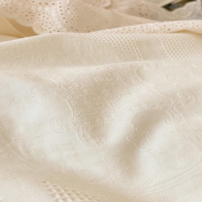 91家纺网 家纺一手货源 找家纺 （总）玛奇朵 2023新品法式浪漫荷叶边60S华夫格大提花-凯伦系列