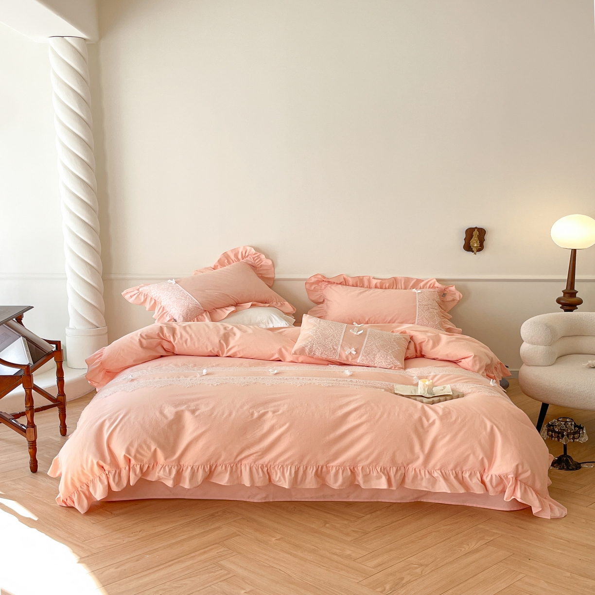 91家纺网 家纺一手货源 找家纺 玛奇朵 2023新品全棉有氧纱水洗棉-黛西系列 粉