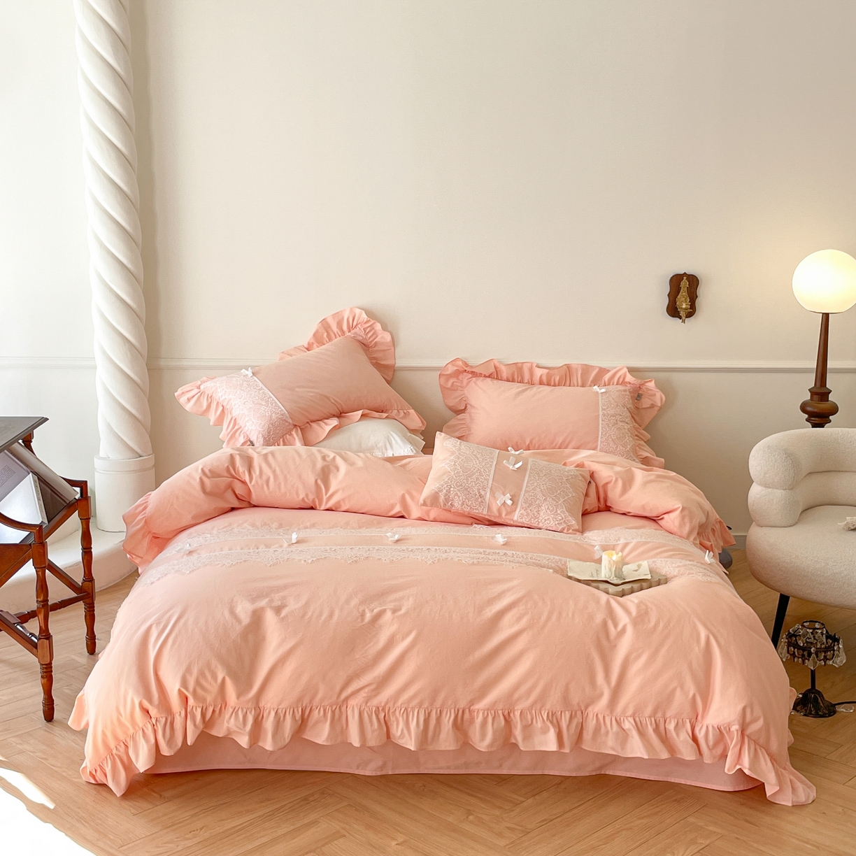 91家纺网 家纺一手货源 找家纺 玛奇朵 2023新品全棉有氧纱水洗棉-黛西系列 粉