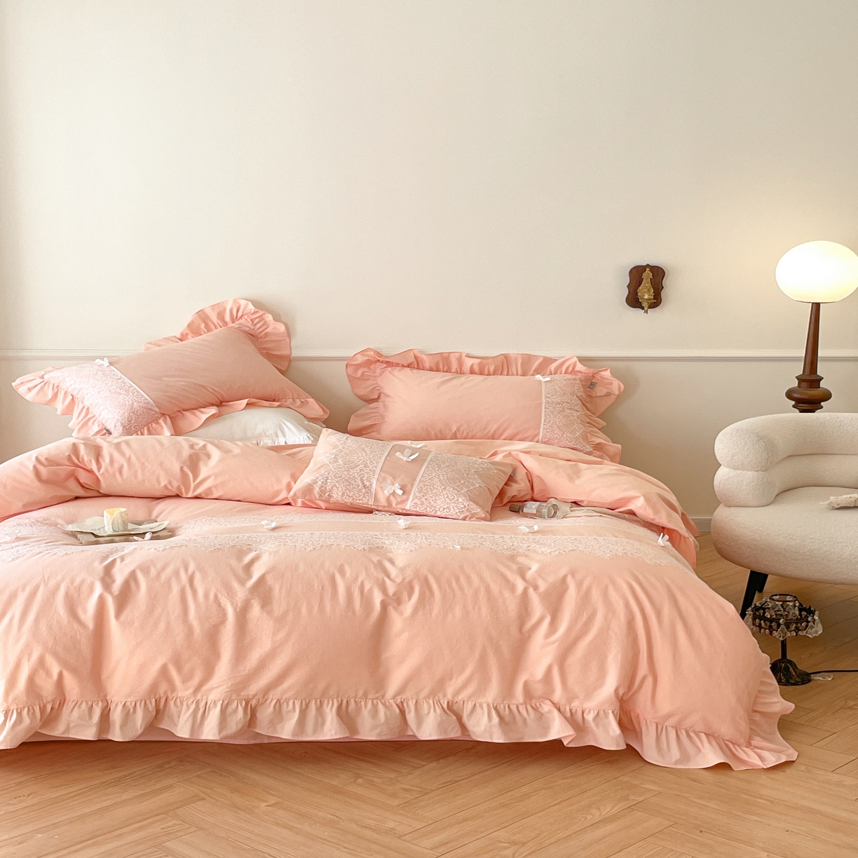 91家纺网 家纺一手货源 找家纺 玛奇朵 2023新品全棉有氧纱水洗棉-黛西系列 粉