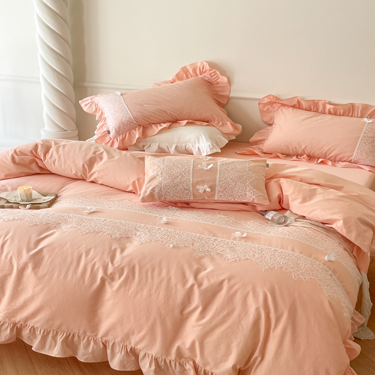 91家纺网 家纺一手货源 找家纺 玛奇朵 2023新品全棉有氧纱水洗棉-黛西系列 粉