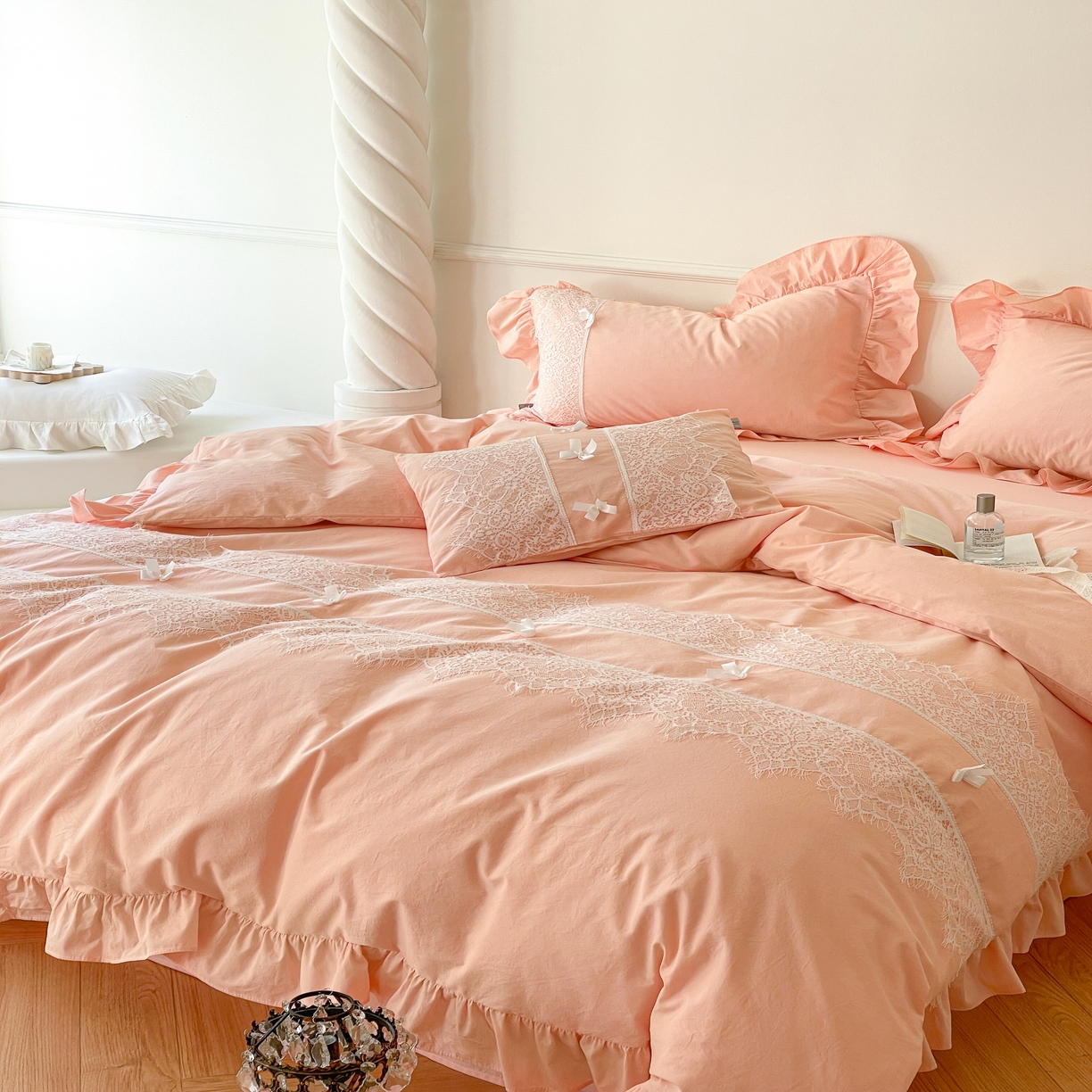 91家纺网 家纺一手货源 找家纺 玛奇朵 2023新品全棉有氧纱水洗棉-黛西系列 粉