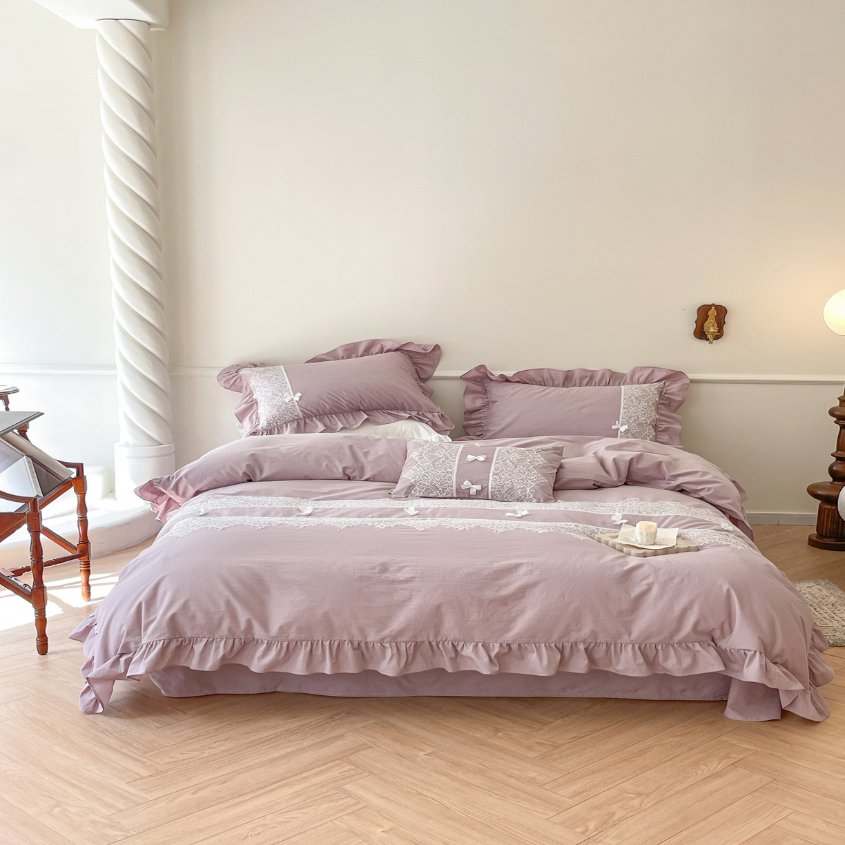 91家纺网 家纺一手货源 找家纺 玛奇朵 2023新品全棉有氧纱水洗棉-黛西系列 紫