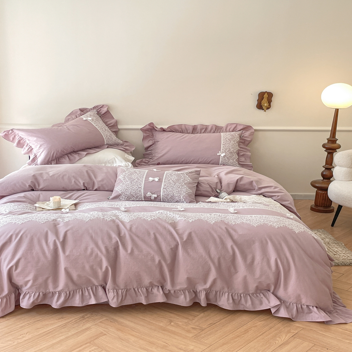 91家纺网 家纺一手货源 找家纺 玛奇朵 2023新品全棉有氧纱水洗棉-黛西系列 紫