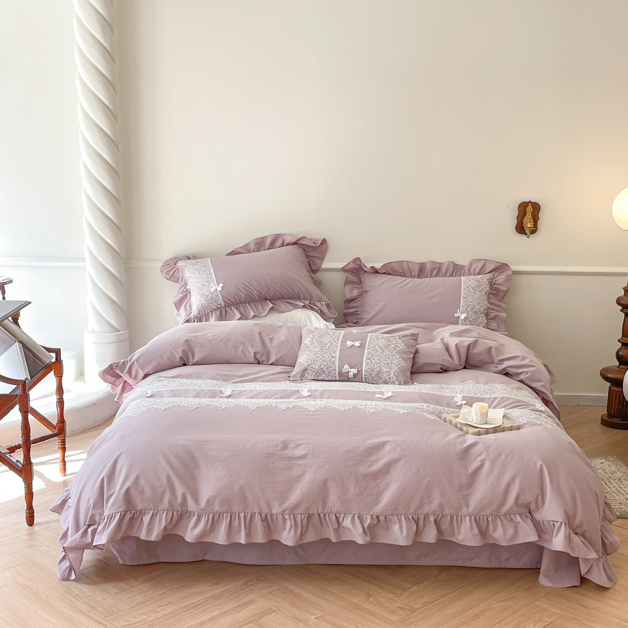 91家纺网 家纺一手货源 找家纺 玛奇朵 2023新品全棉有氧纱水洗棉-黛西系列 紫