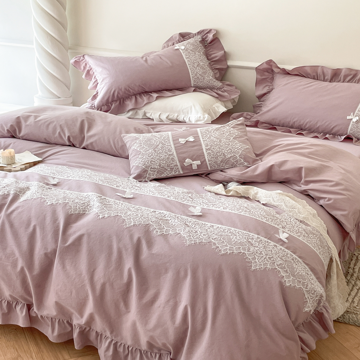 91家纺网 家纺一手货源 找家纺 玛奇朵 2023新品全棉有氧纱水洗棉-黛西系列 紫