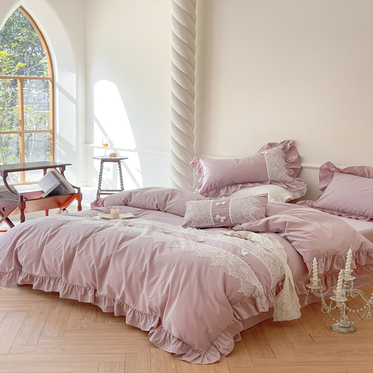 91家纺网 家纺一手货源 找家纺 玛奇朵 2023新品全棉有氧纱水洗棉-黛西系列 紫