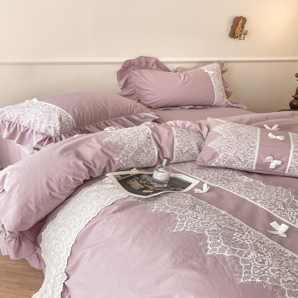 91家纺网 家纺一手货源 找家纺 玛奇朵 2023新品全棉有氧纱水洗棉-黛西系列 紫