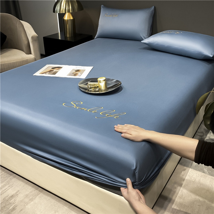 91家纺网 家纺一手货源 找家纺 （总）古吉梦2024新款S刺绣A类抗菌防螨-冰丝床笠三件套