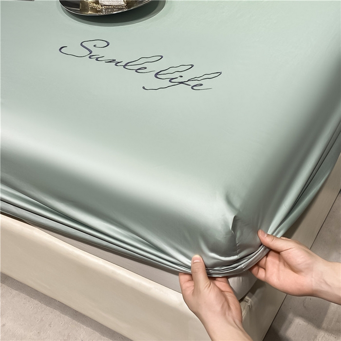 91家纺网 家纺一手货源 找家纺 古吉梦2024新款S刺绣A类抗菌防螨-冰丝床笠三件套 S刺绣-梵星蓝