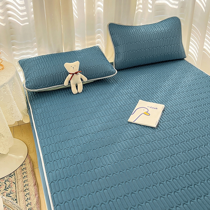 91家纺网 家纺一手货源 找家纺 民新家纺 2023新款乳胶凉席床笠款 宝石蓝