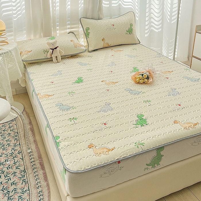 91家纺网 家纺一手货源 找家纺 民新家纺 2023新款乳胶凉席床笠款 小恐龙