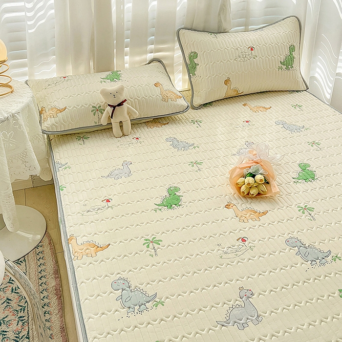 91家纺网 家纺一手货源 找家纺 民新家纺 2023新款乳胶凉席床笠款 小恐龙