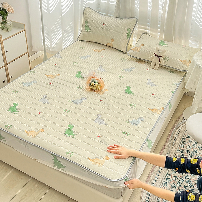 91家纺网 家纺一手货源 找家纺 民新家纺 2023新款乳胶凉席床笠款 小恐龙