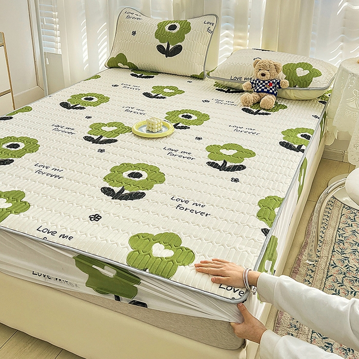 91家纺网 家纺一手货源 找家纺 民新家纺 2023新款乳胶凉席床笠款 幸运花