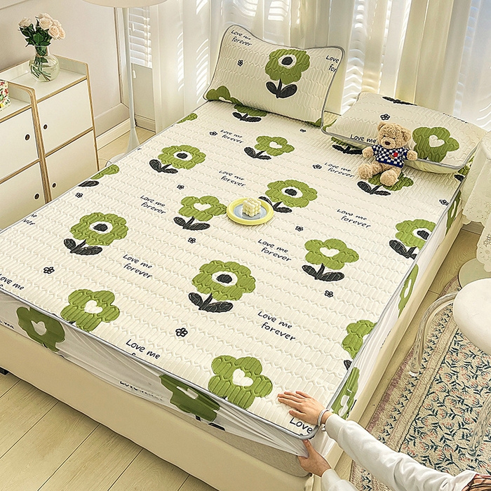 91家纺网 家纺一手货源 找家纺 民新家纺 2023新款乳胶凉席床笠款 幸运花