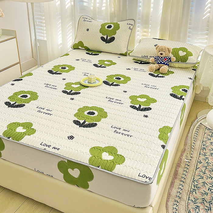 91家纺网 家纺一手货源 找家纺 民新家纺 2023新款乳胶凉席床笠款 幸运花