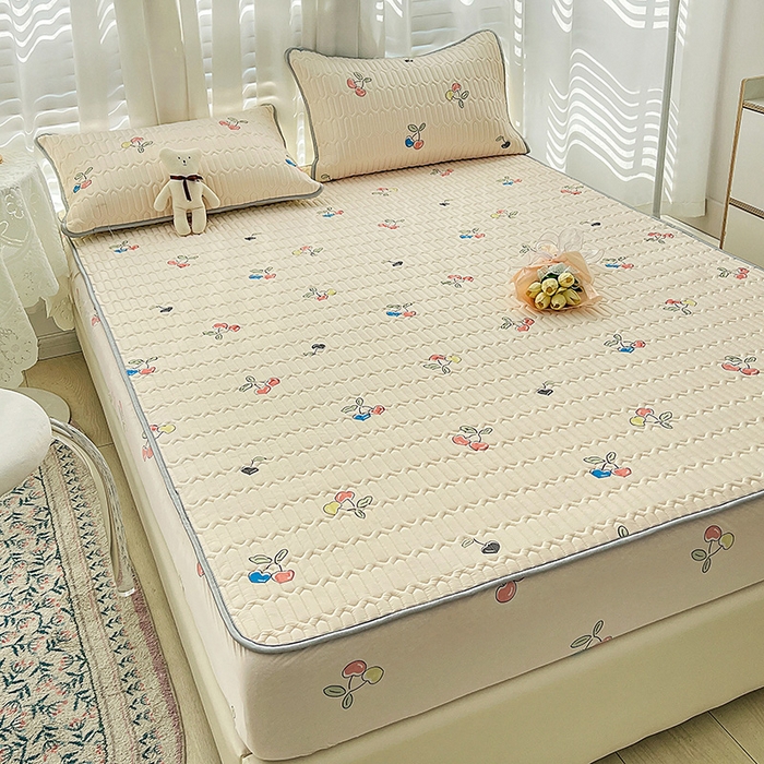 91家纺网 家纺一手货源 找家纺 民新家纺 2023新款乳胶凉席床笠款 樱桃