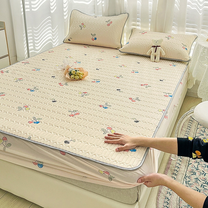 91家纺网 家纺一手货源 找家纺 民新家纺 2023新款乳胶凉席床笠款 樱桃