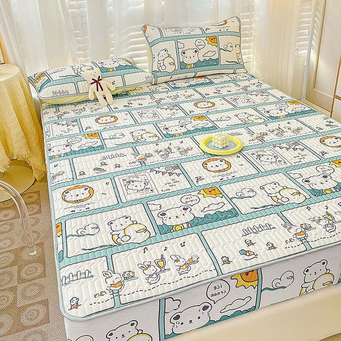 91家纺网 家纺一手货源 找家纺 民新家纺 2023新款乳胶凉席床笠款 浪漫假日