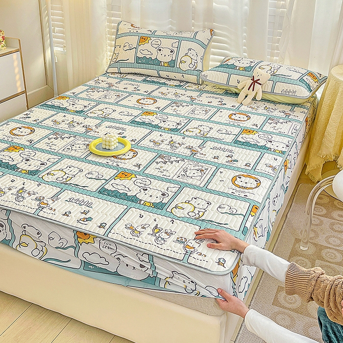 91家纺网 家纺一手货源 找家纺 民新家纺 2023新款乳胶凉席床笠款 浪漫假日