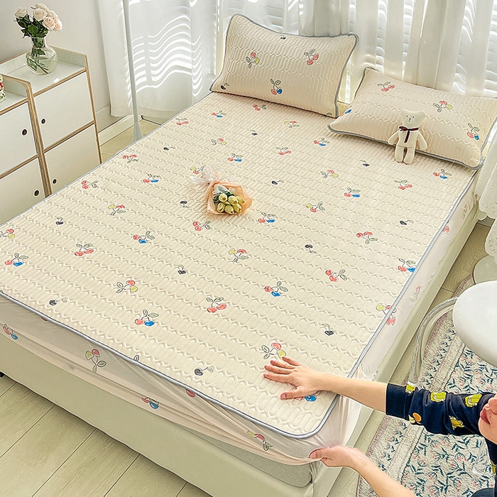 91家纺网 家纺一手货源 找家纺 民新家纺 2023新款乳胶凉席床笠款 樱桃