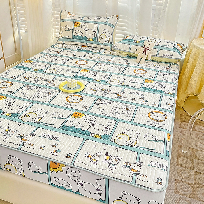 91家纺网 家纺一手货源 找家纺 民新家纺 2023新款乳胶凉席床笠款 浪漫假日