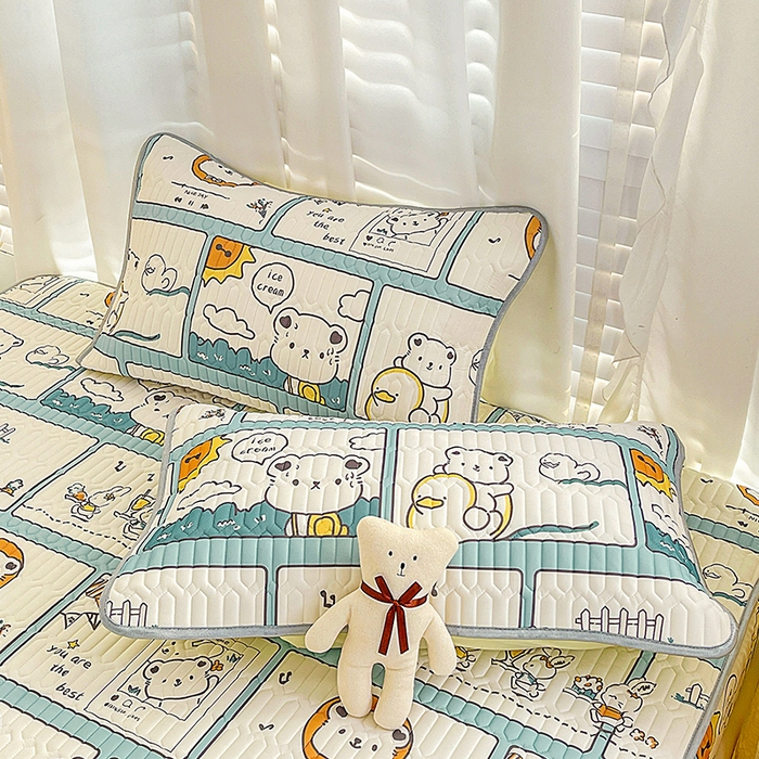 91家纺网 家纺一手货源 找家纺 民新家纺 2023新款乳胶凉席床笠款 浪漫假日