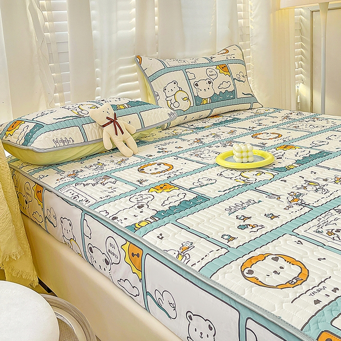 91家纺网 家纺一手货源 找家纺 民新家纺 2023新款乳胶凉席床笠款 浪漫假日