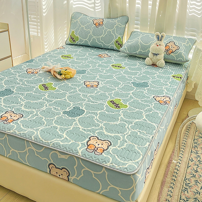 91家纺网 家纺一手货源 找家纺 民新家纺 2023新款乳胶凉席床笠款 淘气熊