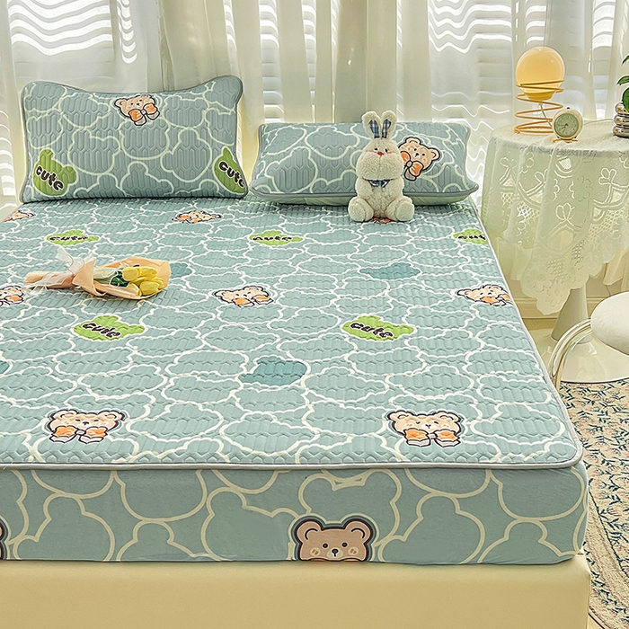 91家纺网 家纺一手货源 找家纺 民新家纺 2023新款乳胶凉席床笠款 淘气熊