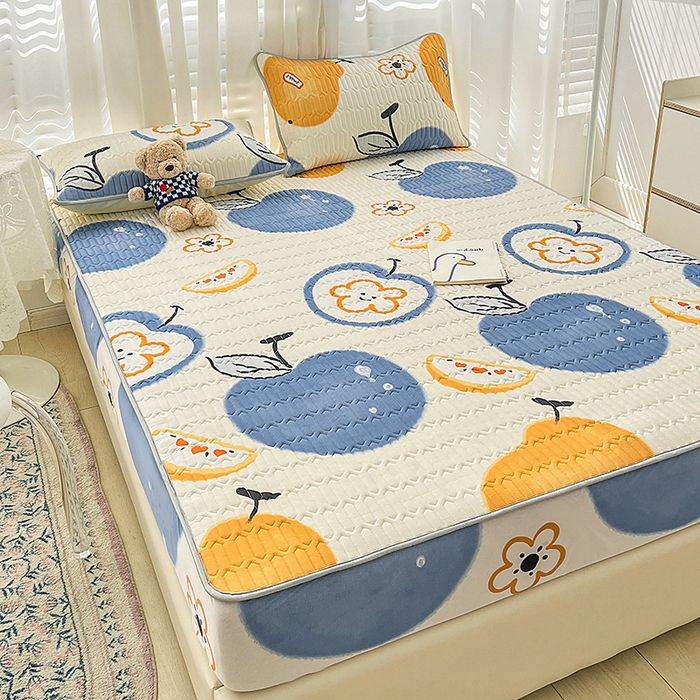 91家纺网 家纺一手货源 找家纺 民新家纺 2023新款乳胶凉席床笠款 苹果乐园