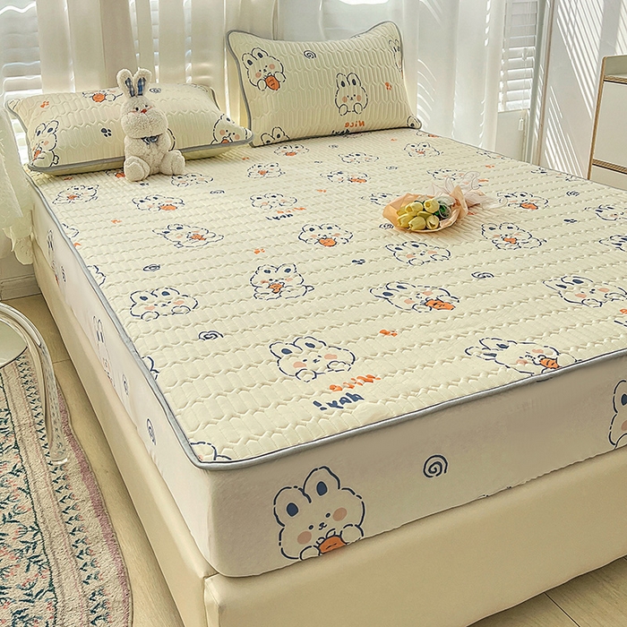 91家纺网 家纺一手货源 找家纺 民新家纺 2023新款乳胶凉席床笠款 萝卜兔