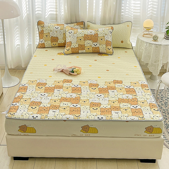 91家纺网 家纺一手货源 找家纺 民新家纺 2023新款乳胶凉席床笠款 贪睡熊