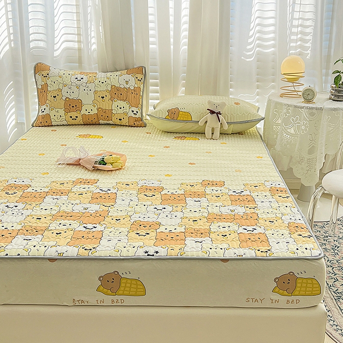 91家纺网 家纺一手货源 找家纺 民新家纺 2023新款乳胶凉席床笠款 贪睡熊