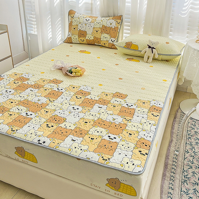 91家纺网 家纺一手货源 找家纺 民新家纺 2023新款乳胶凉席床笠款 贪睡熊