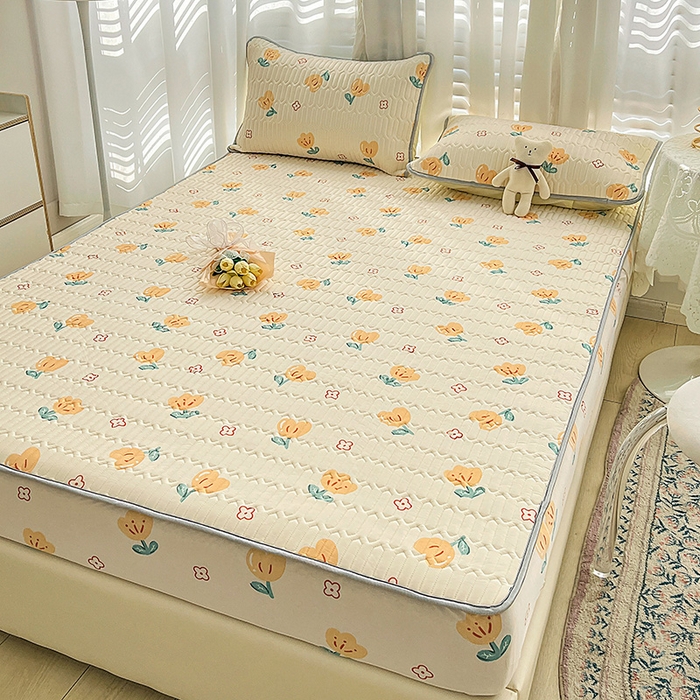 91家纺网 家纺一手货源 找家纺 民新家纺 2023新款乳胶凉席床笠款 郁金香