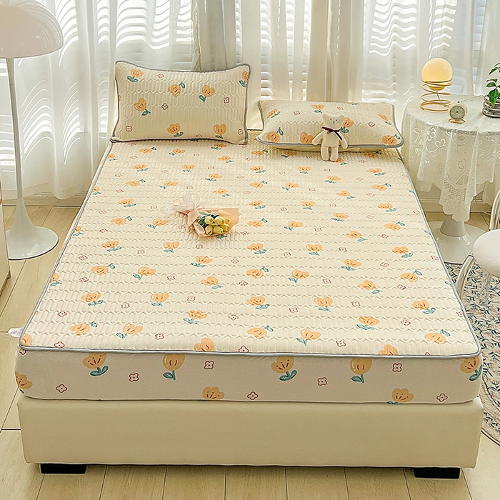 91家纺网 家纺一手货源 找家纺 民新家纺 2023新款乳胶凉席床笠款 郁金香